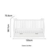 Obaby Stamford Classic Cot Bed + Cot Top Changer - White