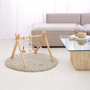 Organic Play Mat & Wooden Play Gym Set - Sage Green