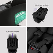 Silver Cross Plus 360 Car Seat Bundle - Iconic Black