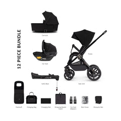 Venicci Tinum Upline 3 In 1 + Isofix Base Complete Travel System Bundle - All Black