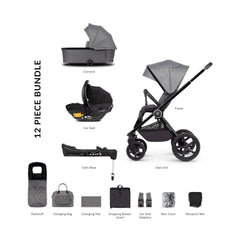 Venicci Tinum Upline 3 In 1 + Isofix Base Complete Travel System Bundle - Slate Grey