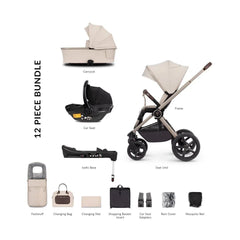 Venicci Tinum Upline 3 In 1 + Isofix Base Complete Travel System Bundle - Stone Beige