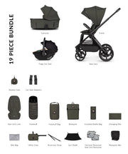 Venicci Upline 3 Hunter 3in1 Bundle with Beige Tiago 2 Car Seat - Dark Olive