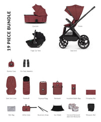 Venicci Upline 3 Hunter 3in1 Bundle with Black Tiago 2 Car Seat - Red