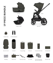 Venicci Upline 3 Hunter 3in1 Bundle with Black Tiago Car Seat - Dark Olive