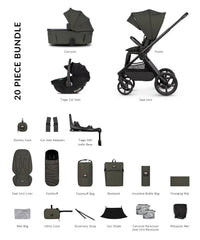 Venicci Upline 3 Hunter 4in1 Bundle with Black Tiago 2 Car Seat - Dark Olive
