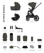 Venicci Upline 3 Hunter 4in1 Bundle with Black Tiago Car Seat - Dark Olive