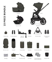 Venicci Upline 3 Hunter 4in1 plus Bundle with Beige Tiago 2 Car Seat - Dark Olive