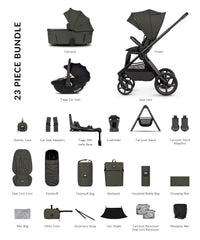 Venicci Upline 3 Hunter 4in1 plus Bundle with Beige Tiago 2 Car Seat - Dark Olive
