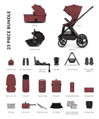 Venicci Upline 3 Hunter 4in1 plus Bundle with Beige Tiago 2 Car Seat - Red