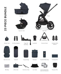 Venicci Upline 3 Hunter 4in1 plus Bundle with Beige Tiago Car Seat - Navy