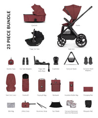 Venicci Upline 3 Hunter 4in1 plus Bundle with Black Tiago 2 Car Seat - Red