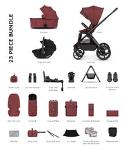 Venicci Upline 3 Hunter 4in1 plus Bundle with Black Tiago Car Seat - Red