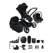 iCandy Core 2 Pushchair and Carrycot Complete 360 Car Seat Bundle - Black